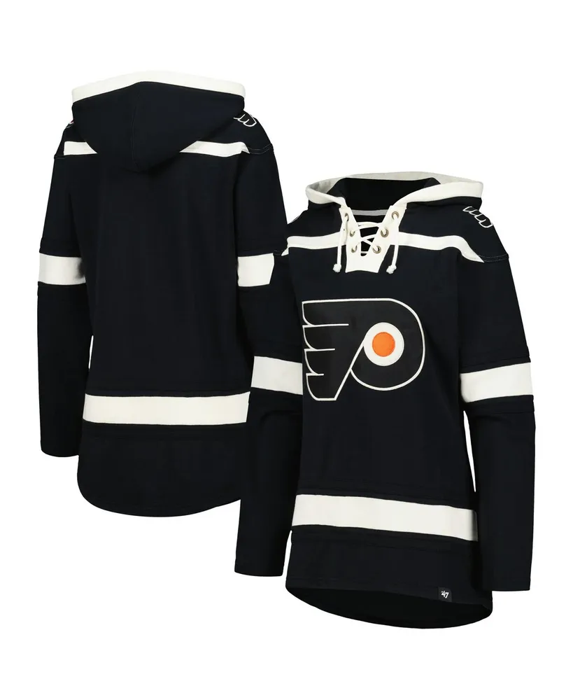 Women's '47 Brand Black Philadelphia Flyers Superior Lacer Pullover Hoodie