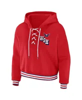 Women's Wear by Erin Andrews Red Washington Capitals Lace-Up Pullover Hoodie