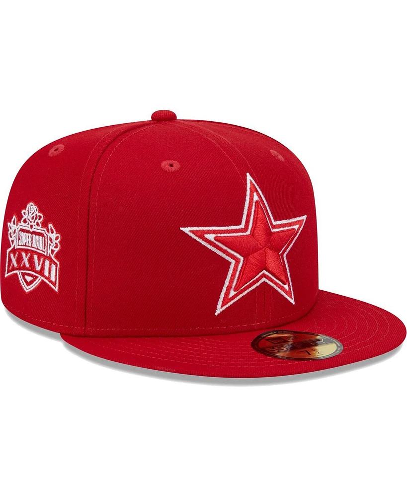 Men's New Era Scarlet Dallas Cowboys Super Bowl Xxvii Main Patch 59FIFTY Fitted Hat