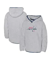 Big Girls Heather Gray Washington Capitals Ultimate Teddy Fleece Pullover Hoodie