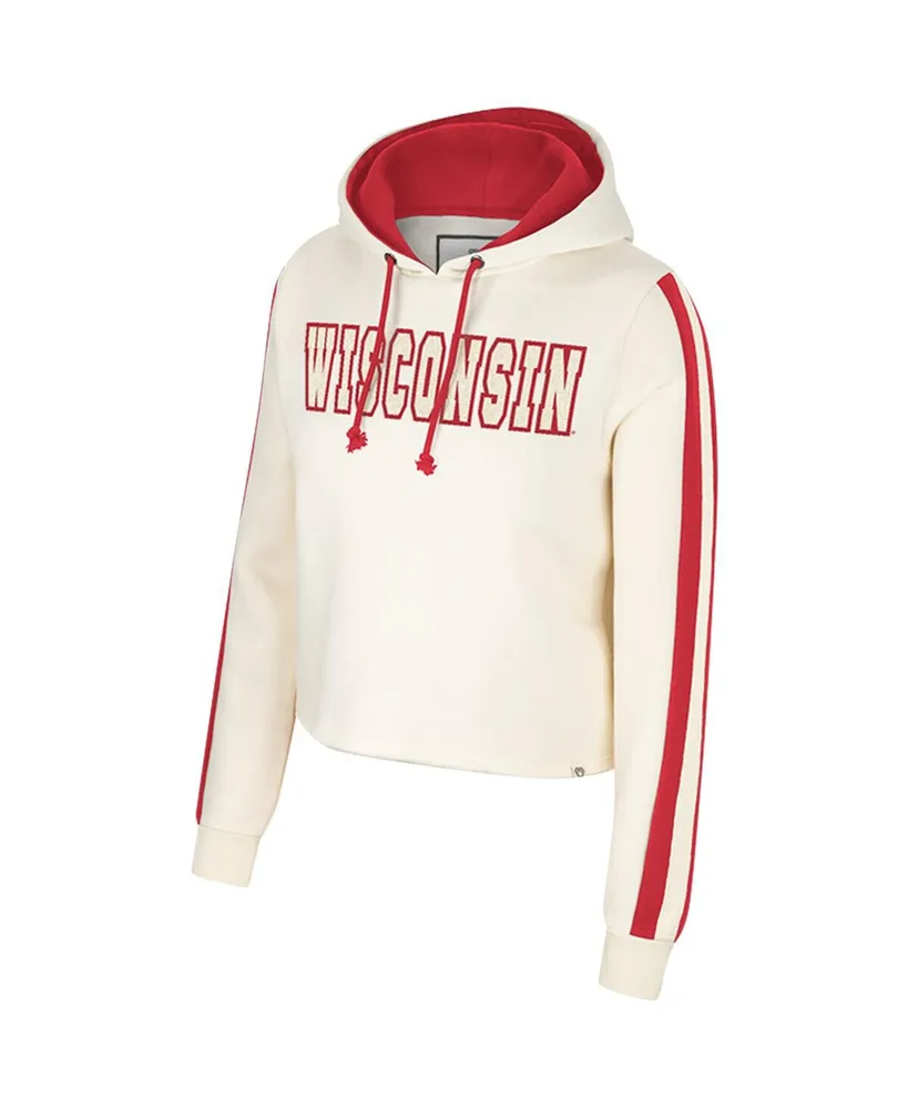 Women's Colosseum Cream Wisconsin Badgers Perfect Date Cropped Pullover Hoodie