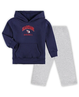 Toddler Boys and Girls Navy, Gray Cleveland Guardians Play-By-Play Pullover Fleece Hoodie Pants Set