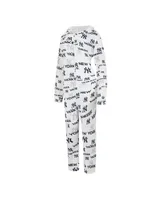 Women's Concepts Sport White New York Yankees Docket Microfleece Union Hooded Zippered Onesie