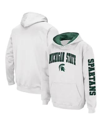 Big Boys Colosseum White Michigan State Spartans 2-Hit Pullover Hoodie