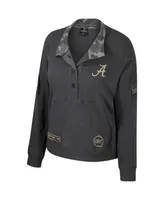 Women's Colosseum Heather Charcoal Alabama Crimson Tide Oht Military-Inspired Appreciation Payback Henley Thermal Sweatshirt