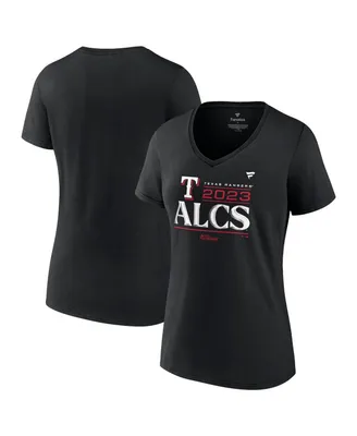 Women's Fanatics Black Texas Rangers 2023 Division Series Winner Locker Room Plus V-Neck T-shirt