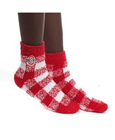 Women's ZooZatz Ohio State Buckeyes Fuzzy Buffalo Check Ankle Socks