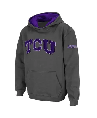 Big Boys Colosseum Charcoal Tcu Horned Frogs Logo Pullover Hoodie