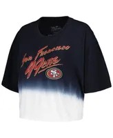 Women's Majestic Threads Christian McCaffrey Black, White Distressed San Francisco 49ers Dip-Dye Player Name and Number Crop Top