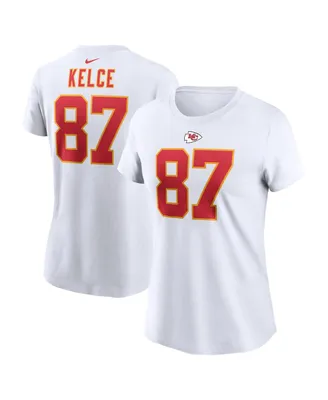 Women's Nike Travis Kelce White Kansas City Chiefs Player Name and Number T-shirt