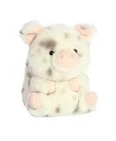 Aurora Mini Periwinkle Pig Rolly Pet Round Plush Toy White 6"