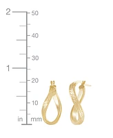 Italian Gold Textured Curved Oval Hoop Earrings in 10k Gold