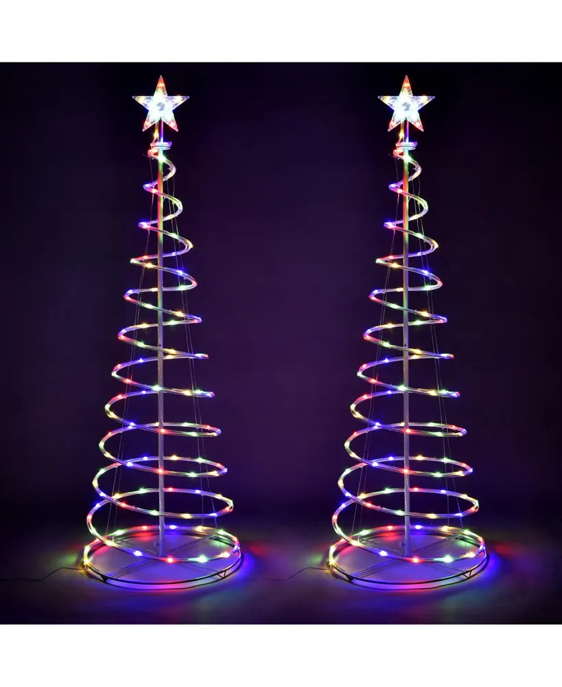 5 Ft Led Spiral Tree Light Star 182 Rgb LEDs New Year Xmas Decor Battery Pack