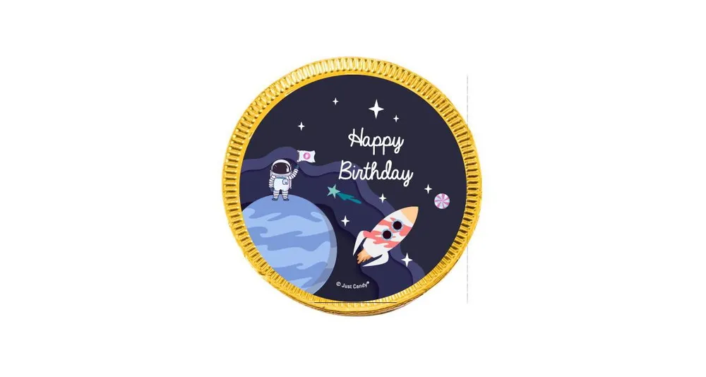 84 Pcs Space Galaxy Kid's Birthday Candy Party Favors Chocolate Coins with Gold Foil