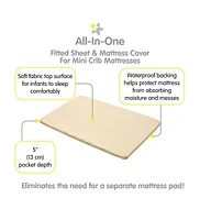 BreathableBaby All-in-One Fitted Sheet & Waterproof Cover for 38" x 24" Mini Crib Mattress (2-Pack