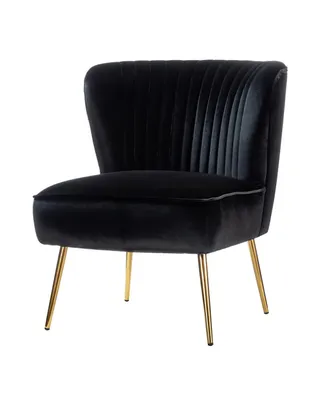 Velvet Accent Chair with Gold Metal Legs