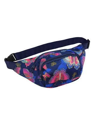 World Traveler Butterfly 14-Inch Fanny Pack Adjustable Crossbody Waist Pack