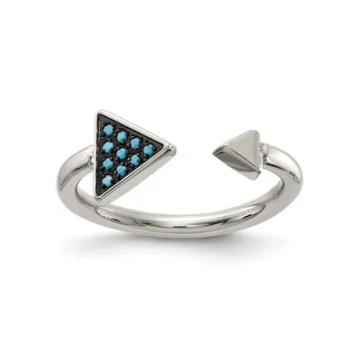 Chisel Stainless Steel Polished Reconstructed Turquoise Triangle Ring