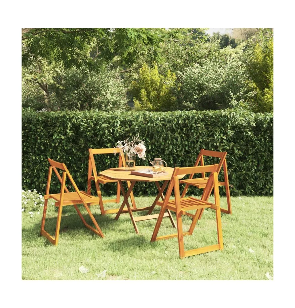 Folding Patio Chairs 4 pcs Solid Wood Acacia