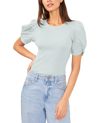 1.state Women's Puff Sleeve Short Knit T-shirt