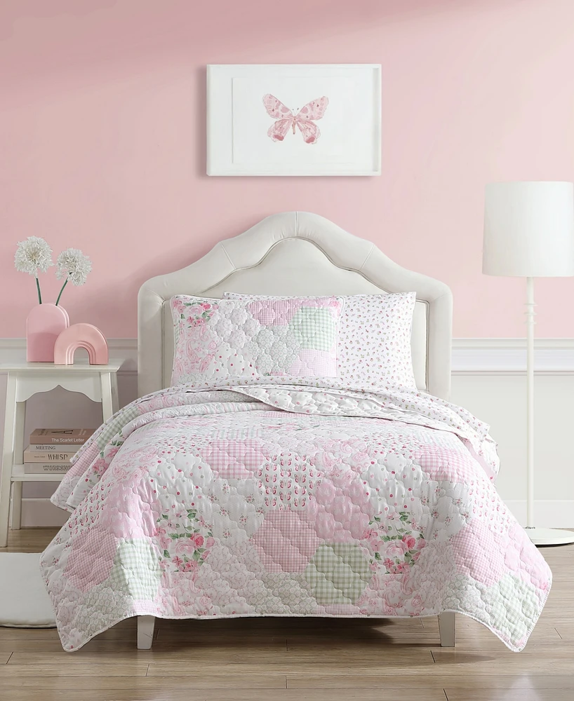 Laura Ashley Kids Ellyn Reversible 3 Piece Quilt Set, Full