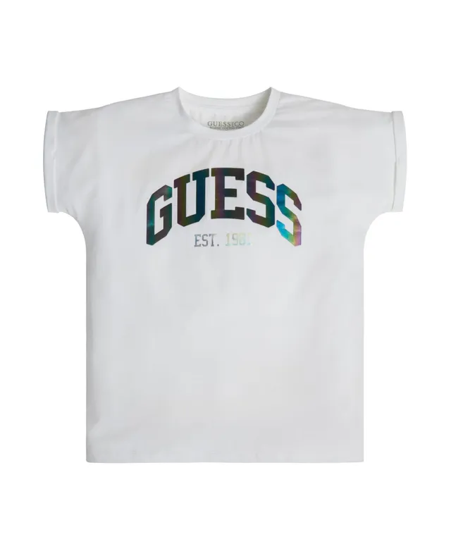 Guess Big Girls Light Stretch Jersey Iridescent Logo T-shirt