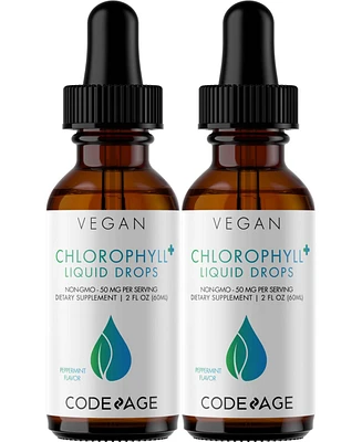 Codeage Chlorophyll Liquid Drops 2-Pack, Certified Organic Vegetable Glycerin, Peppermint Oil, 120ml