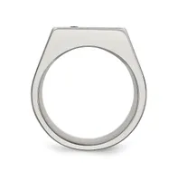 Chisel Stainless Steel Polished Cz Signet Ring