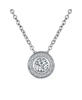 Bling Jewelry Classic Art Deco Style Cz Halo Circle Circlet Rosette Solitaire Pendant Cubic Zirconia For Women Sterling Silver