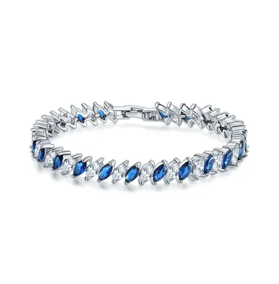 Cubic Zirconia Tennis Bracelet with Marquise Cut Sapphire and Cubic Zirconia