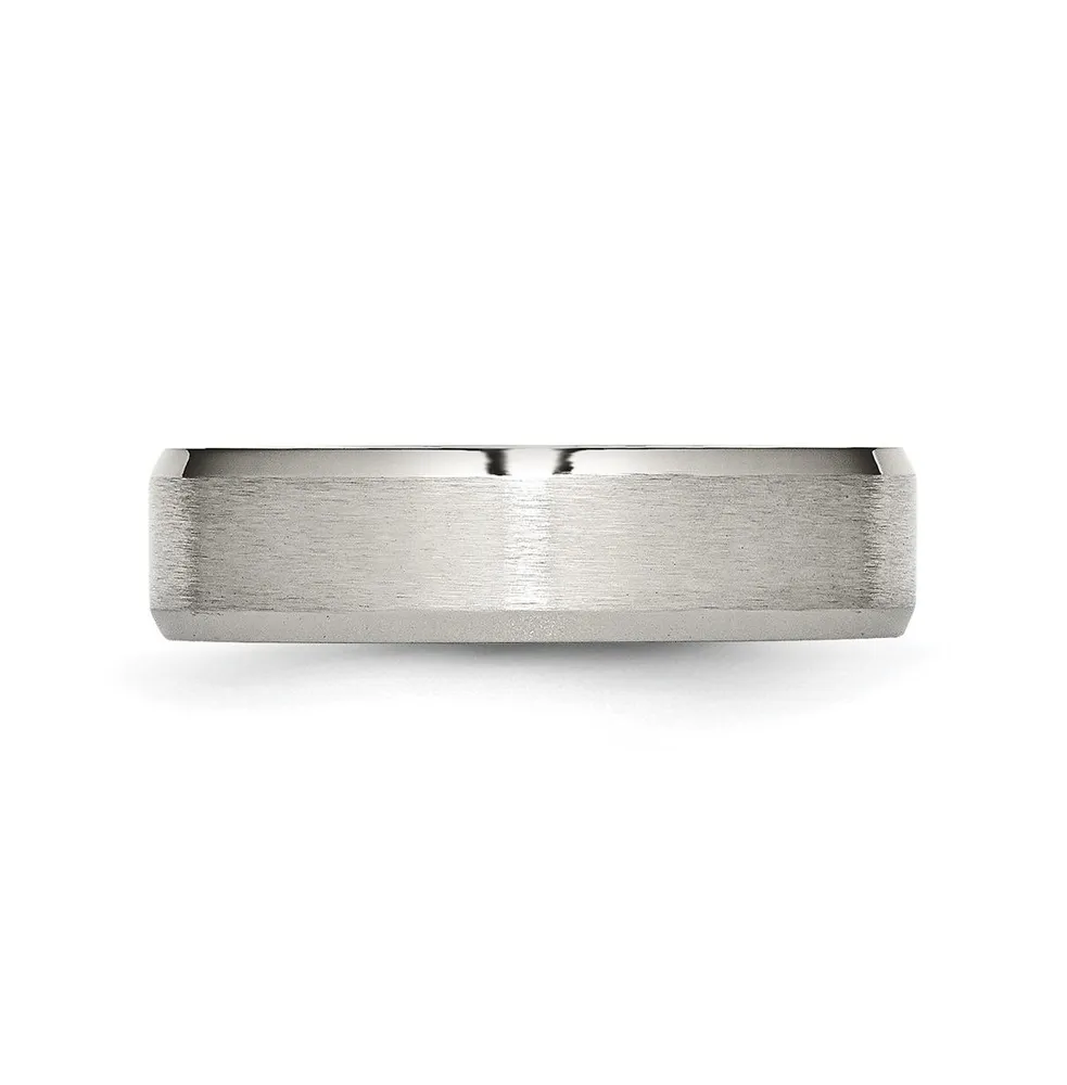 Chisel Stainless Steel Brushed Polished 6mm Flat Edge Band Ring