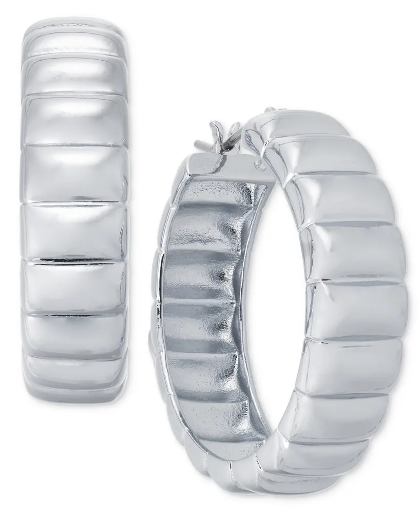 On 34th Medium Textured Hoop Earrings, 1.05", Created for Macy's