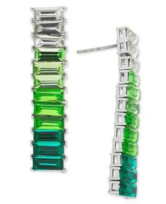 On 34th Silver-Tone Baguette Crystal Linear Drop Earrings, Created for Macy's
