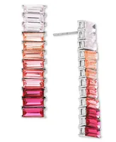 On 34th Silver-Tone Baguette Crystal Linear Drop Earrings, Created for Macy's