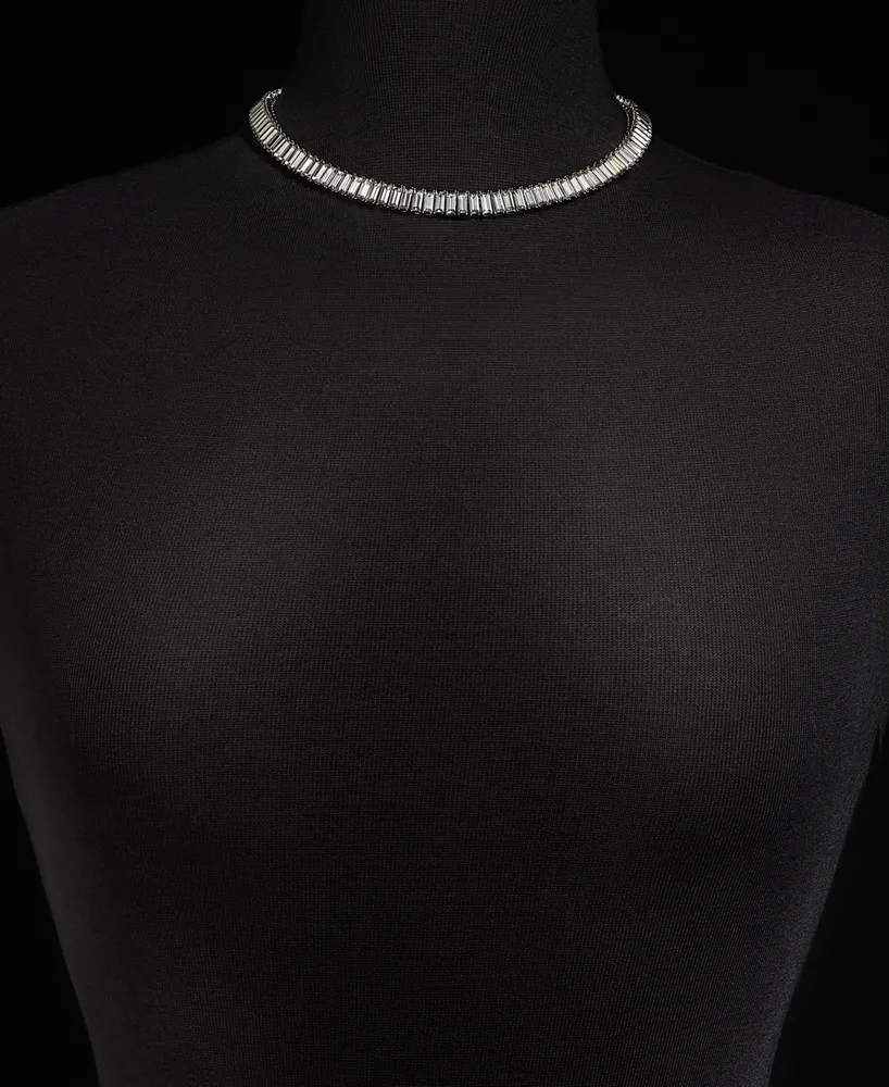 On 34th Baguette Crystal All-Around Collar Tennis Necklace, 15" + 3" extender, Created for Macy's