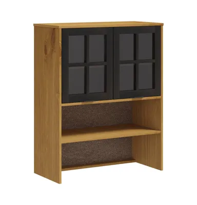 Top for Highboard with Glass Doors Flam Solid Wood Pine