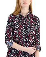 Tommy Hilfiger Women's Ditsy Roll-Tab Shirt