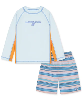 Laguna Little Boys Sundown Stripe Out 2-Pc. Swim Top & Trunks Set