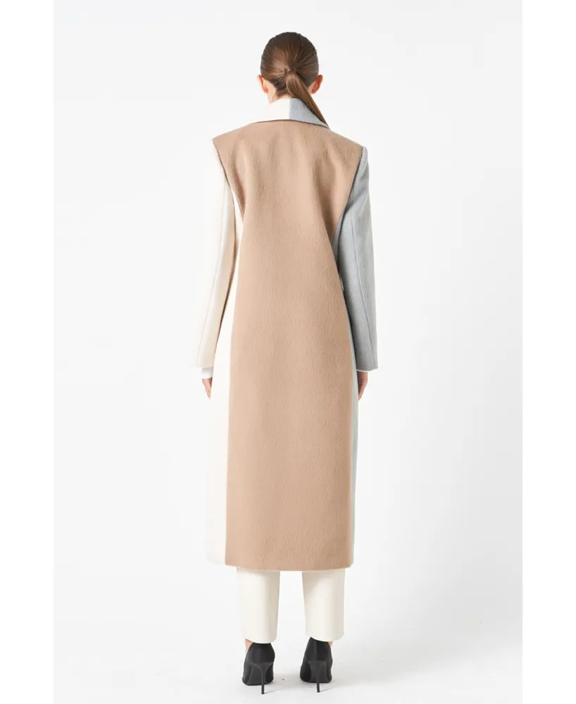 Women's Colorblock Maxi Coat