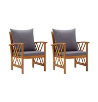 Patio Chairs with Cushions 2 pcs Solid Acacia Wood