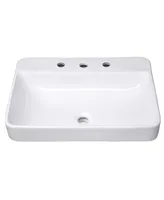 Aquaterior 23" Vessel Sink Drop in Ceramic Basin Pop up Drain Bathroom 2 Pack