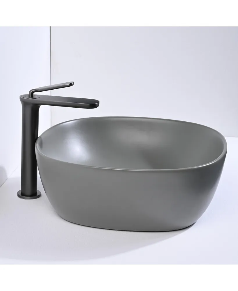 Aquaterior Bathroom Above Counter Ceramic Vessel Sink Single Handle Faucet Kit