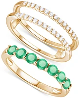 2-Pc. Set Emerald (7/8 ct. t.w.) Ring & Diamond Enhancer (1/4 14k Gold (Also Ruby and Sapphire)