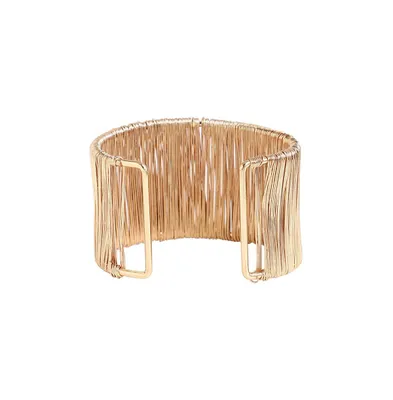 Sohi Women's Gold Ribbed Wire Cuff Bracelet