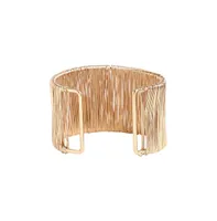 Sohi Women's Gold Ribbed Wire Cuff Bracelet