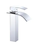 Aquaterior Above Counter Vessel Sink 1 Hole Waterfall Faucet Drain Chr Bathroom