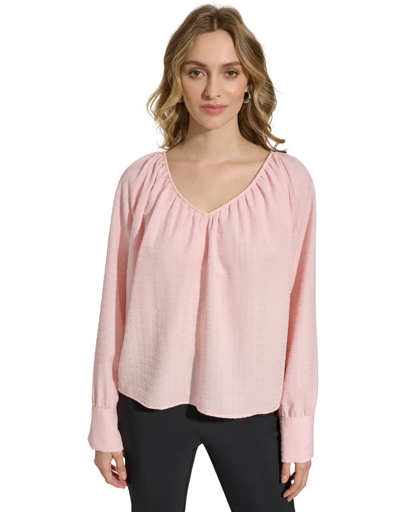 Calvin Klein Women's V-Neck Long-Sleeve Blouse