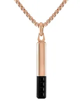 Bulova Black & Rose Gold-Tone Ip Stainless Steel Black Spinel 26" Pendant Necklace