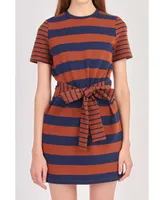 Women's Contrast Stripe Knit Mini Dress