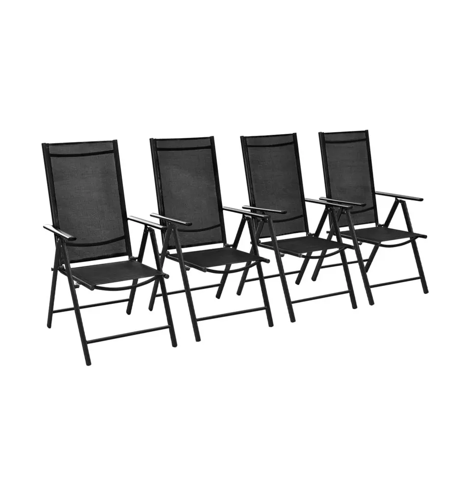 Folding Patio Chairs 4 pcs Aluminum and Textilene Black